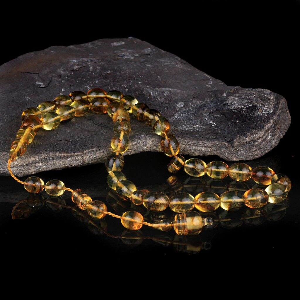 Sistemli Püskül Büyük Boy Damla Kehribar Tesbih