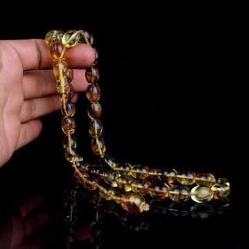 Sistemli Püskül Büyük Boy Damla Kehribar Tesbih