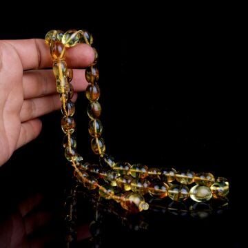 Sistemli Püskül Büyük Boy Damla Kehribar Tesbih