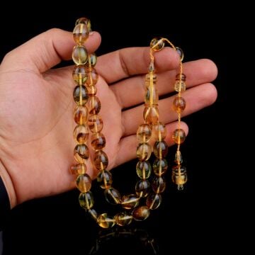 Sistemli Püskül Büyük Boy Damla Kehribar Tesbih