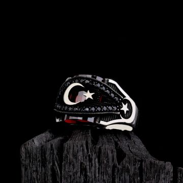 925 Ayar Mikro Taşlı Ayyıldız Model Yüzük