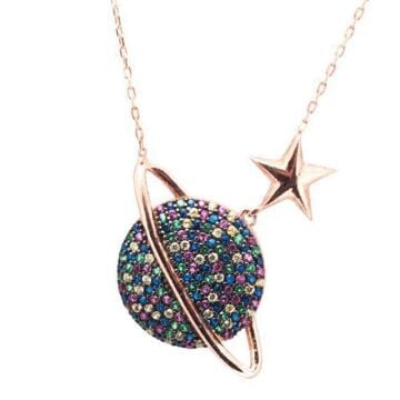 925 Ayar Gümüş Gezegen Kolyesi