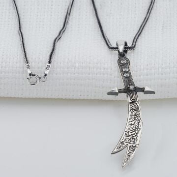 925 Ayar Gümüş Hz. Ali Kılıcı Zülfikar Erkek Kolye