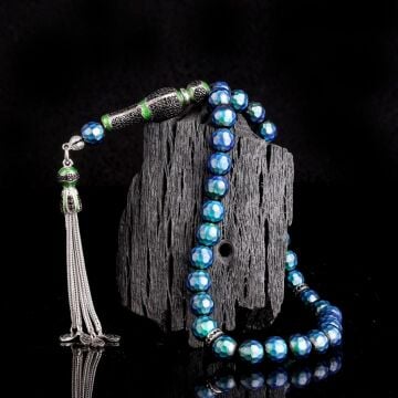 ZİRKON TAŞ GÜMÜŞ PÜSKÜLLÜ RENK DEĞİŞTİREN HİS TAŞI TESBİH