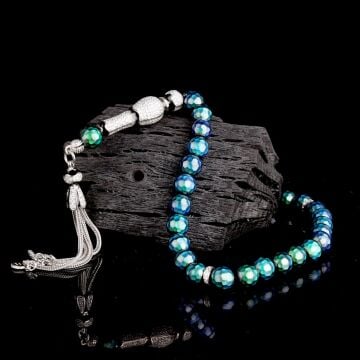 ZİRKON TAŞ GÜMÜŞ PÜSKÜLLÜ RENK DEĞİŞTİREN HİS TAŞI TESBİH