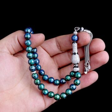 ZİRKON TAŞ GÜMÜŞ PÜSKÜLLÜ RENK DEĞİŞTİREN HİS TAŞI TESBİH