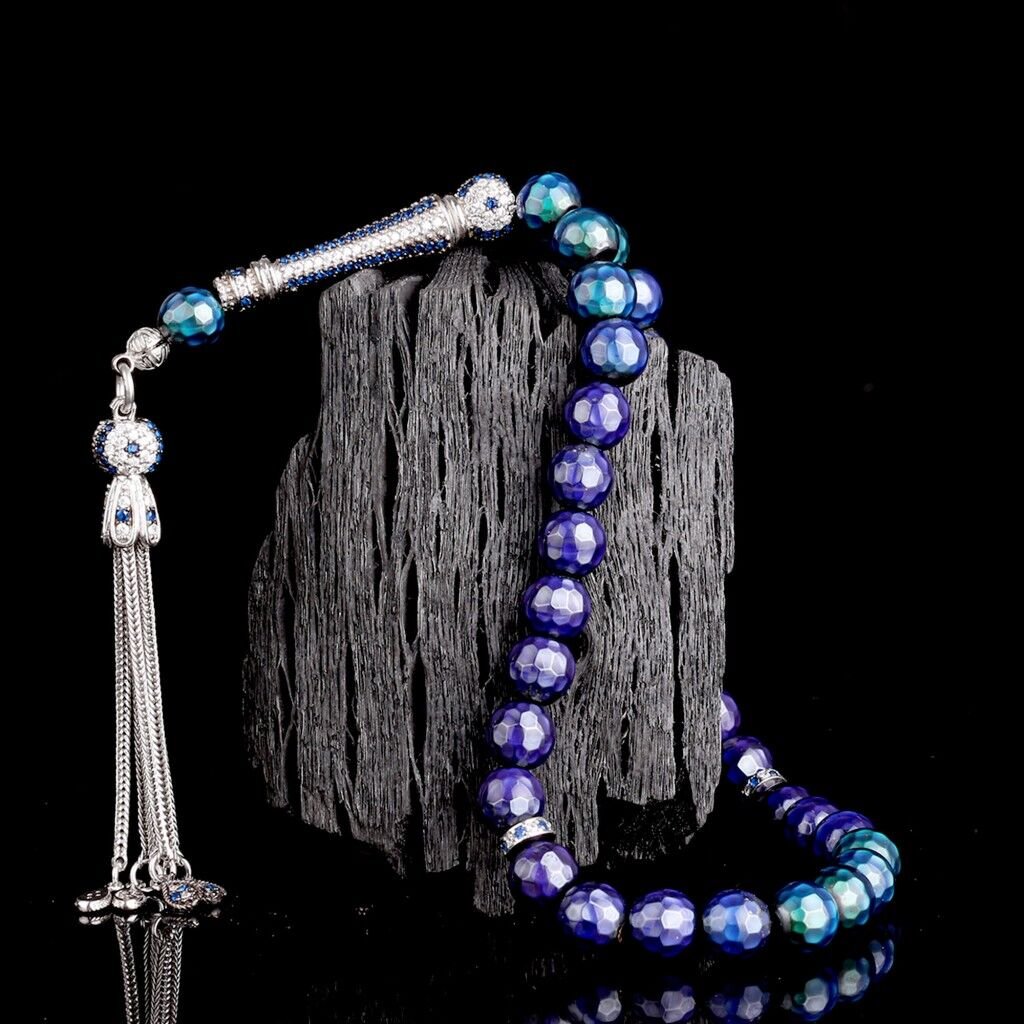 ZİRKON TAŞ GÜMÜŞ PÜSKÜLLÜ RENK DEĞİŞTİREN HİS TAŞI TESBİH