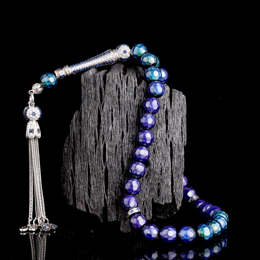 ZİRKON TAŞ GÜMÜŞ PÜSKÜLLÜ RENK DEĞİŞTİREN HİS TAŞI TESBİH