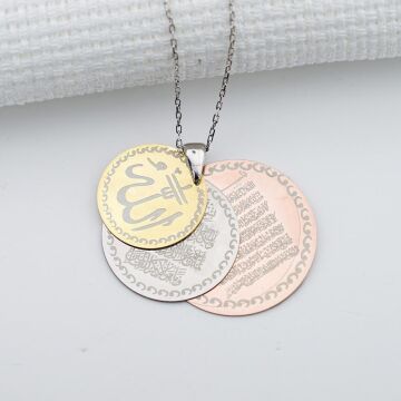 925 Ayar Gümüş Yuvarlak 3'lü Dua Bayan Kolye