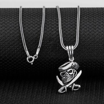 Korsan Temalı 925 Ayar Gümüş Kolye