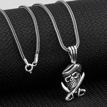 Korsan Temalı 925 Ayar Gümüş Kolye