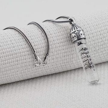 Ayetel Kürsi Dualı Zemzem Sulu 925 Ayar Gümüş Kolye