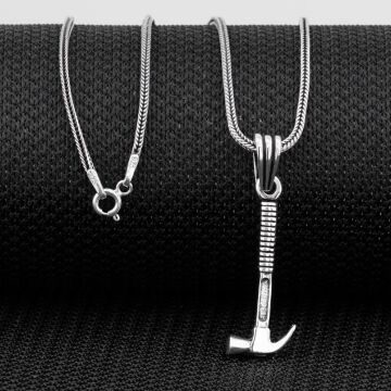 Çekiç Tasarımlı 925 Ayar Gümüş Kolye