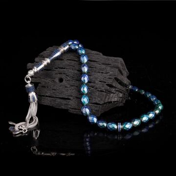 Zirkon Taşlı Gümüş Püsküllü Renk Değiştiren Arpa Kesim His Taşı Tesbih