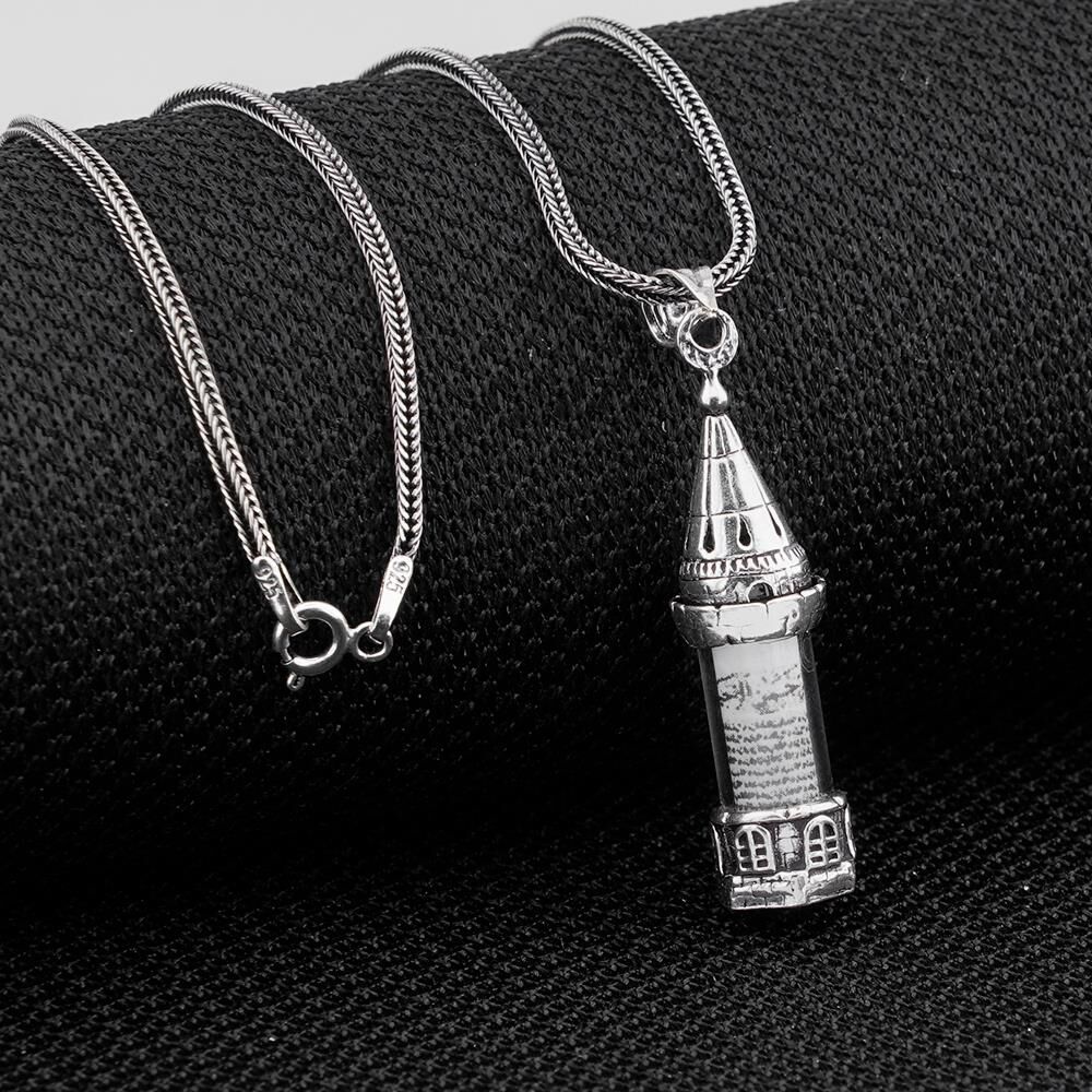 Minare Tasarımlı Cevşeni Kebir Dualı 925 Ayar Gümüş Kolye