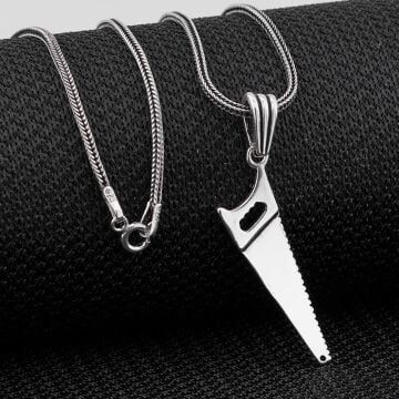 Testere Tasarımlı 925 Ayar Gümüş Kolye