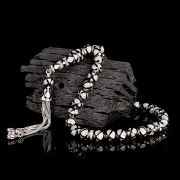 ZİRKON TAŞLI SİYAH MİNELİ 925 AYAR GÜMÜŞ TESBİH