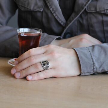 925 Ayar Gümüş Osmanlı Tuğralı Erkek Yüzük