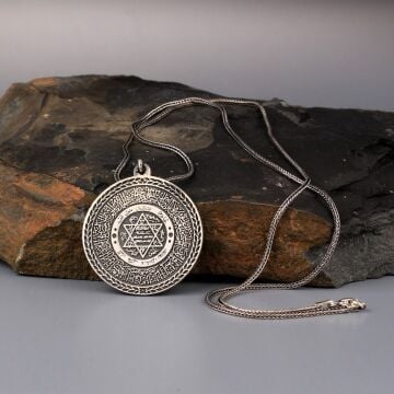 925 Ayar Gümüş Ayetel Kursi Hz Süleyman Mührü Kolye