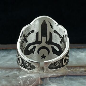 925 Ayar Gümüş Aslan Motifli Erkek Başparmak Zihgir Yüzük