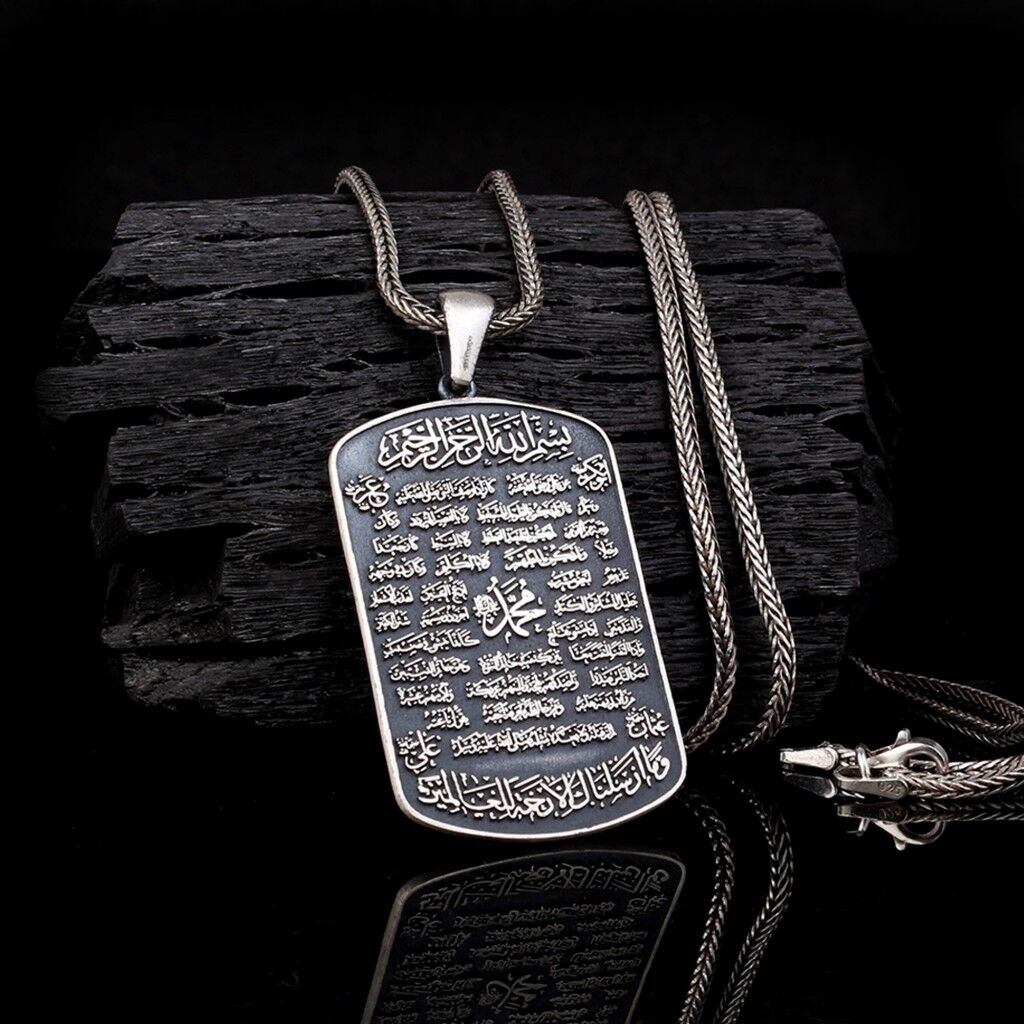 925 AYAR GÜMÜŞ HİLYE-İ ŞERİF YAZILI KOLYE