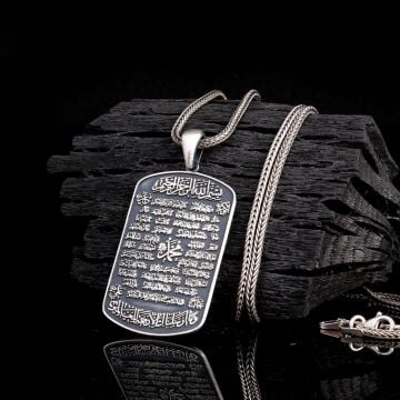 925 AYAR GÜMÜŞ HİLYE-İ ŞERİF YAZILI KOLYE