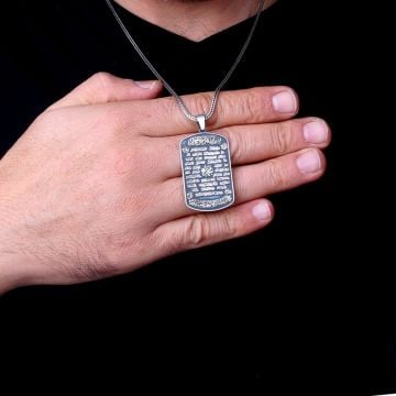 925 AYAR GÜMÜŞ HİLYE-İ ŞERİF YAZILI KOLYE
