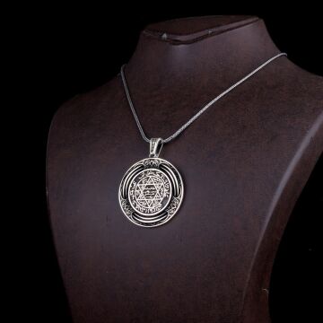 925 AYAR GÜMÜŞ HZ SÜLEYMAN MÜHRÜ MADALYON KOLYE