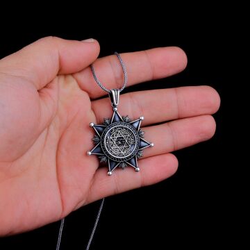 925 AYAR GÜMÜŞ HZ SÜLEYMAN MÜHRÜ MADALYON KOLYE