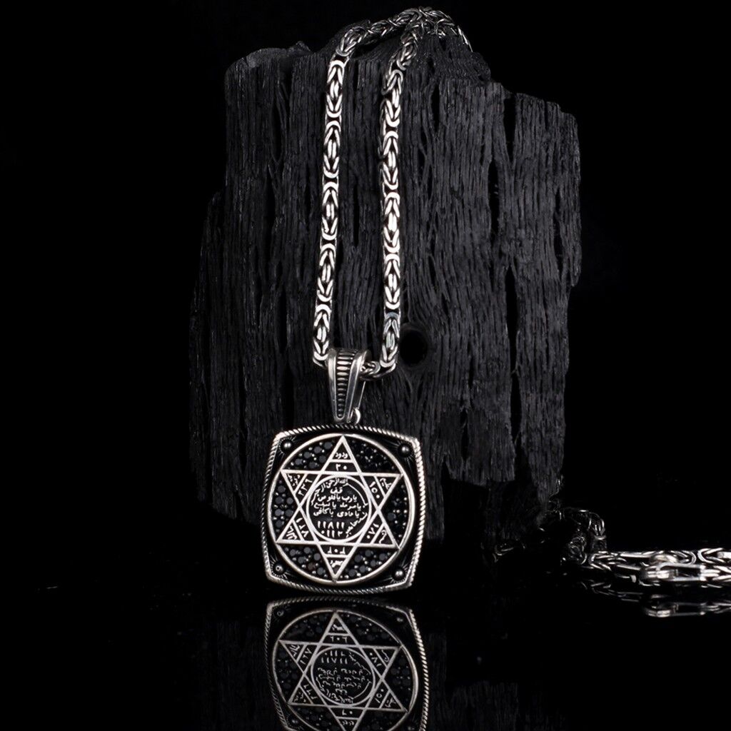 925 AYAR GÜMÜŞ KRAL ZİNCİRLİ HZ SÜLEYMAN MODEL KOLYE