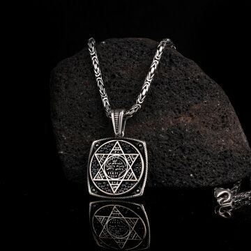 925 AYAR GÜMÜŞ KRAL ZİNCİRLİ HZ SÜLEYMAN MODEL KOLYE