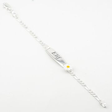 925 Ayar Gümüş İsim Yazılabilir Papatyalı Kız Çocuk Bileklik