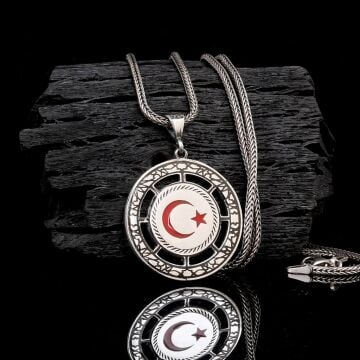 925 AYAR GÜMÜŞ MİNELİ AYYILDIZ MODEL KOLYE