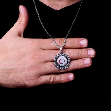 925 AYAR GÜMÜŞ MİNELİ AYYILDIZ MODEL KOLYE