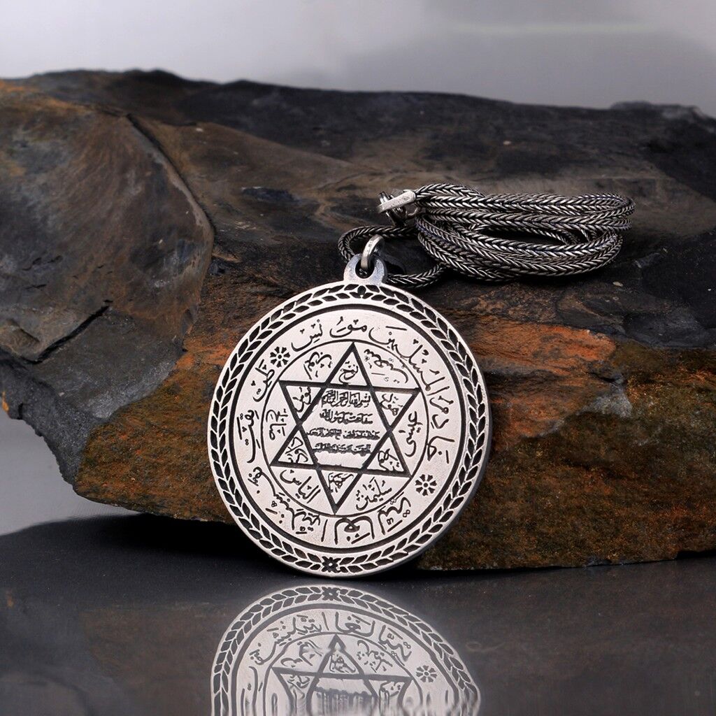 925 Ayar Gümüş Mührü Süleyman Model Kolye