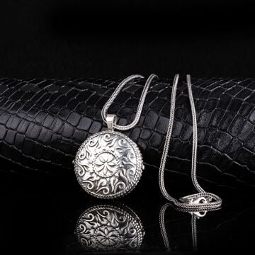 925 Ayar Gümüş Otantik Oval Model Açılır Muska Kabı Kolye