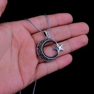 925 AYAR GÜMÜŞ TELKARİ AYYILDIZ MODEL 2 KOLYE