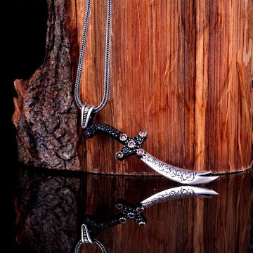 Ali'den Başka Üstün Yiğit  Zülfükar'dan Başka Keskin Kılıç Yoktur Gümüş Kolye