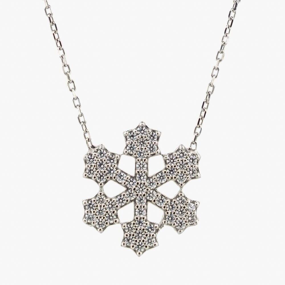 925 Ayar Gümüş Kar Tanesi Gümüş Kolye