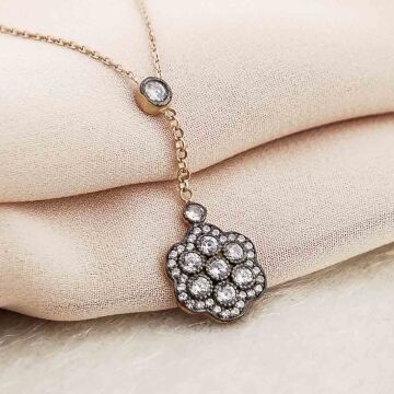 925 Ayar Gümüş Elmas Montür Kolye