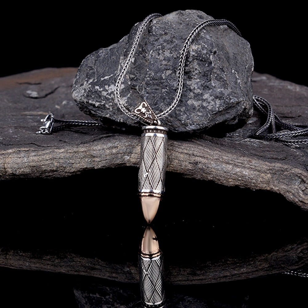 DESEN MOTİFLİ MERMİ TASARIM 925 AYAR GÜMÜŞ KOLYE