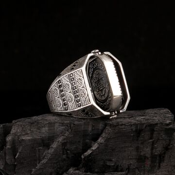 HZ SÜLEYMAN MÜHRÜ TÜRK YAZILI ÇİFT TARAFLI GÜMÜŞ YÜZÜK