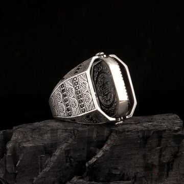 HZ SÜLEYMAN MÜHRÜ TÜRK YAZILI ÇİFT TARAFLI GÜMÜŞ YÜZÜK