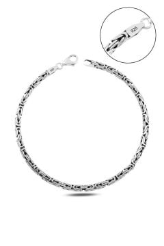 Şık Tasarımlı Yuvarlak Kral Gümüş Bileklik 4 Milim 20 CM