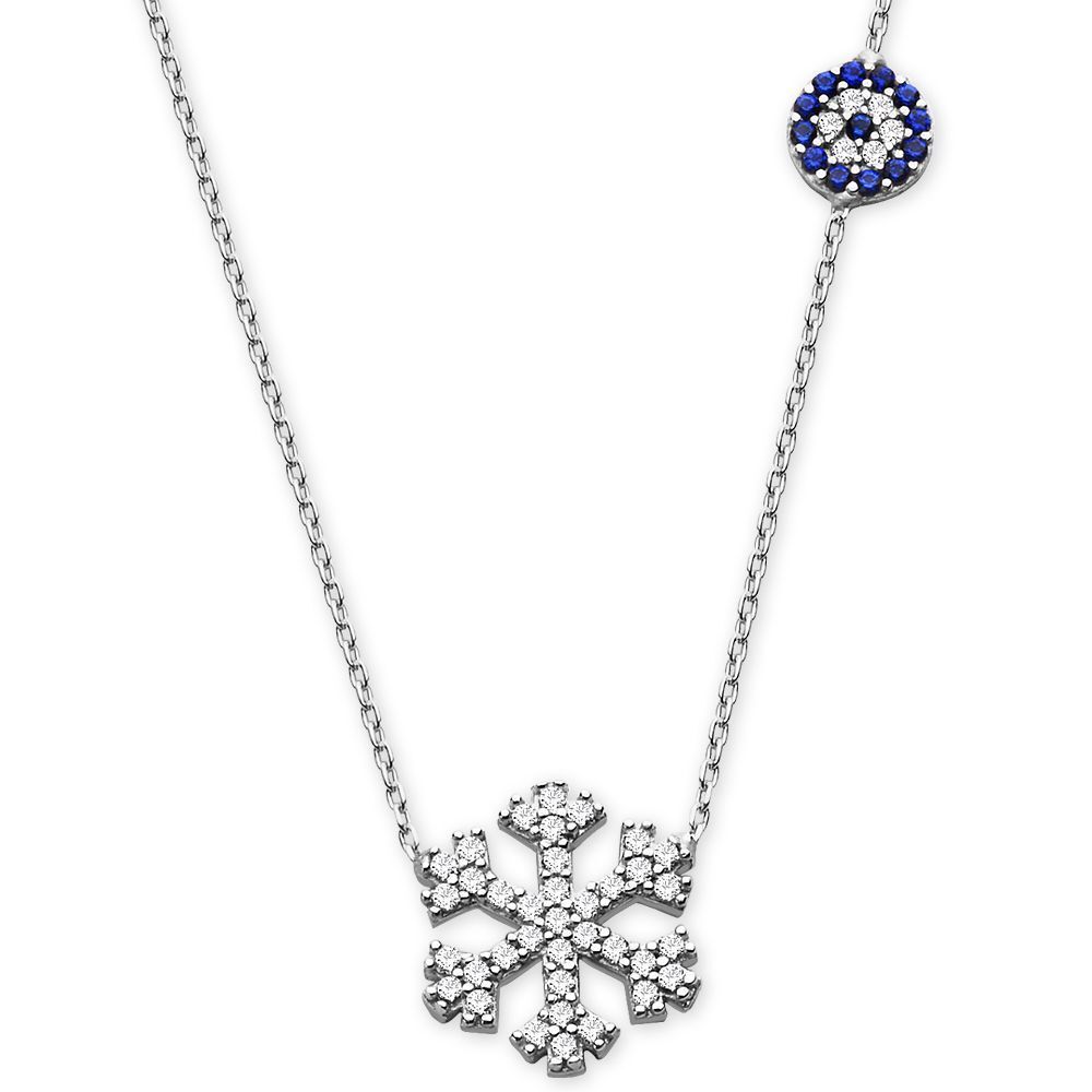 925 Ayar Gümüş Zirkon Taşlı Nazarlı Kartanesi Model Kolye