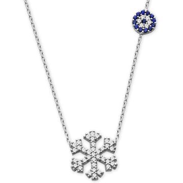 925 Ayar Gümüş Zirkon Taşlı Nazarlı Kartanesi Model Kolye