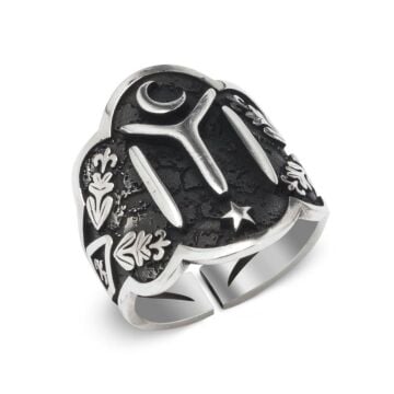 Ay Yıldız Kayı Boyu (Zihgir) Model Gümüş Yüzük