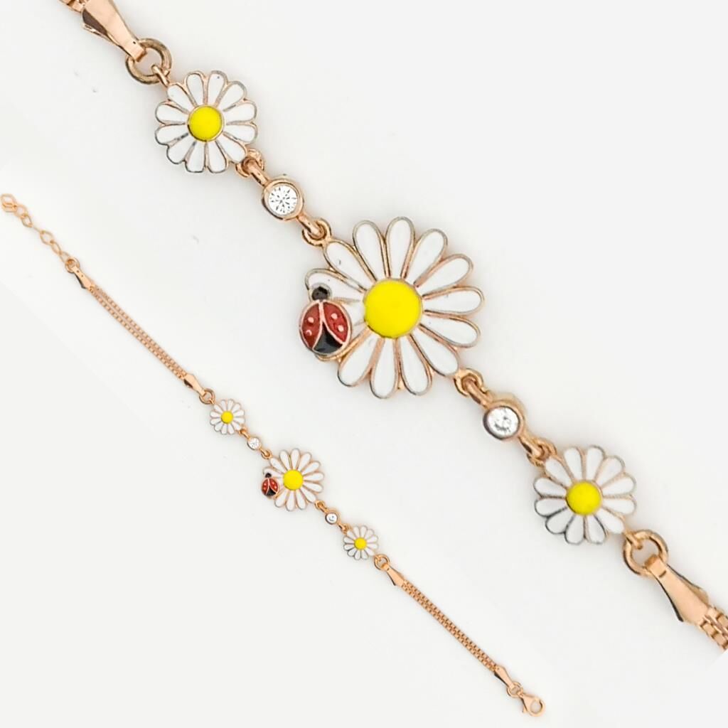 Papatya ve Uğur Böceği Tasarımlı Gümüş Bileklik ROSE
