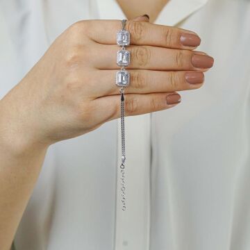 Özel Pırlanta Tasarımlı 925 Ayar Gümüş Baget Bileklik