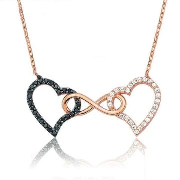 Kalp Kalbe Karşı Model Bayan Gümüş Kolye